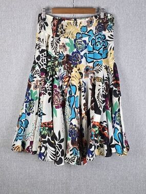 Grace Elements Floral Print Pleated 100% Cotton Skirt Sz L